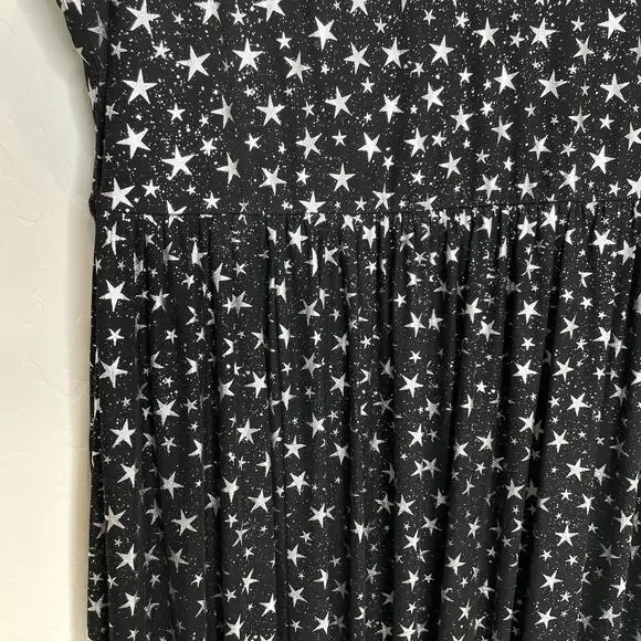 Cosmic Aura Star Silver Foil Mesh Tiered Maxi Dress Womens Plus 4X Whimsigoth 4 - Picture 5 of 11